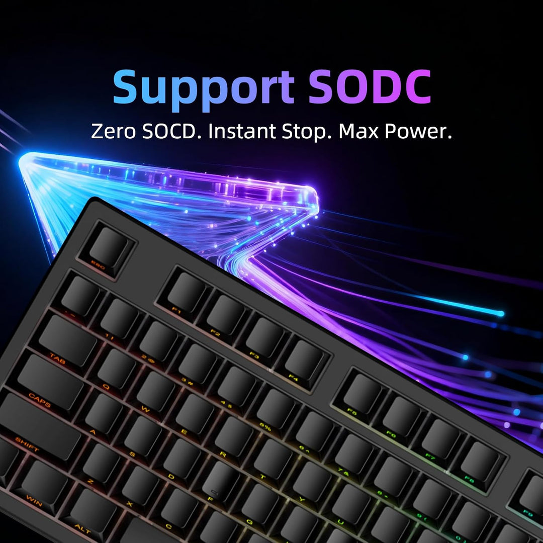 IROK Teclado mecánico con cable FE87 V2, doble tasa de sondeo de 8...