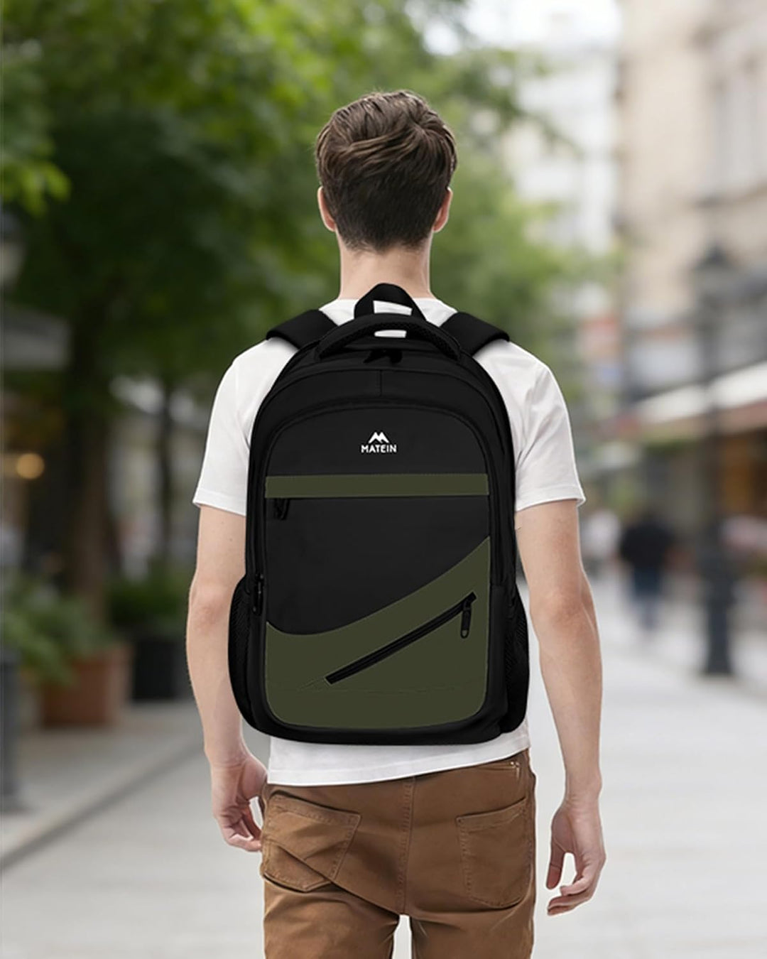 MATEIN Mochila para laptop, Verde negro, 17 pulg., Mochila de viaje...