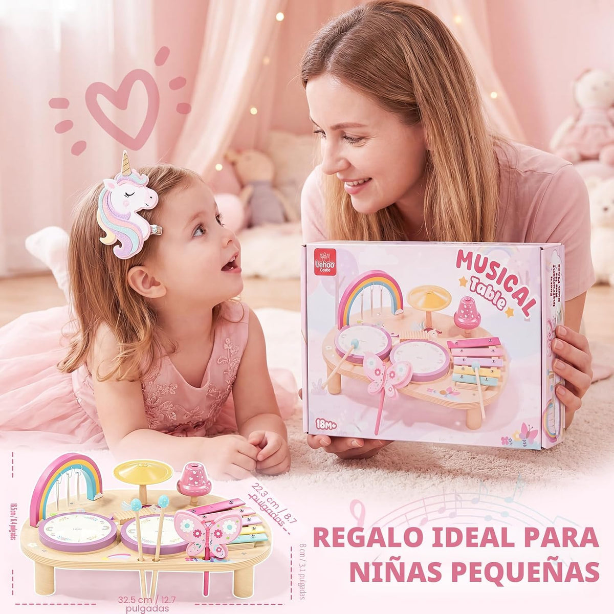 Lehoo Castle Juego de batería para niños pequeños, juguetes Montessori de