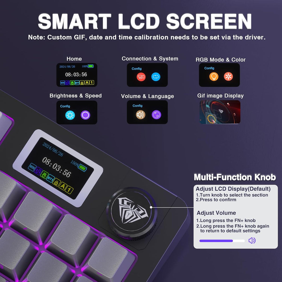 AULA Teclado mecánico inalámbrico S98 Pro con pantalla y perilla, 2...