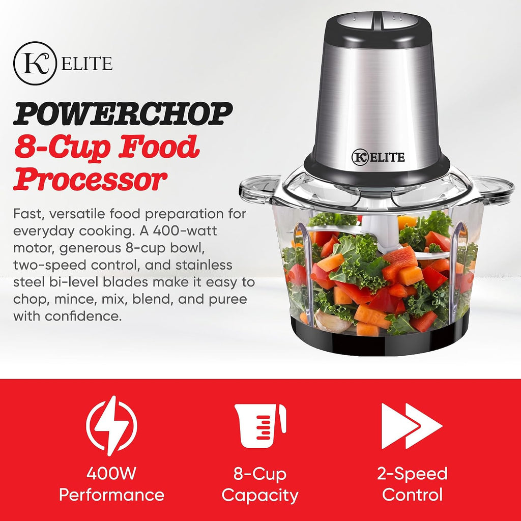 Kitchen Elite PowerChop - Procesador de alimentos de 8 tazas