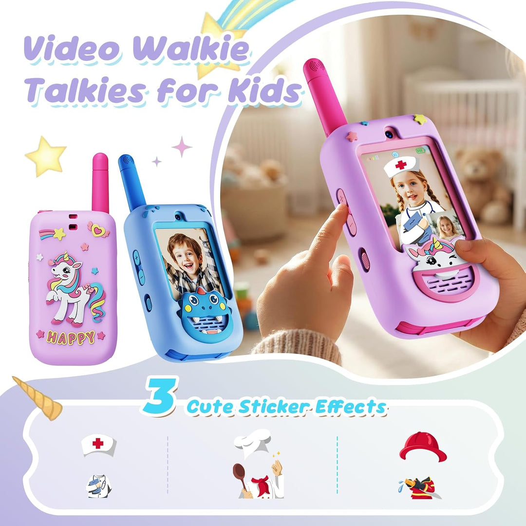 Walkie Talkies de video para niños, paquete de 2 con cámara HD, rad...