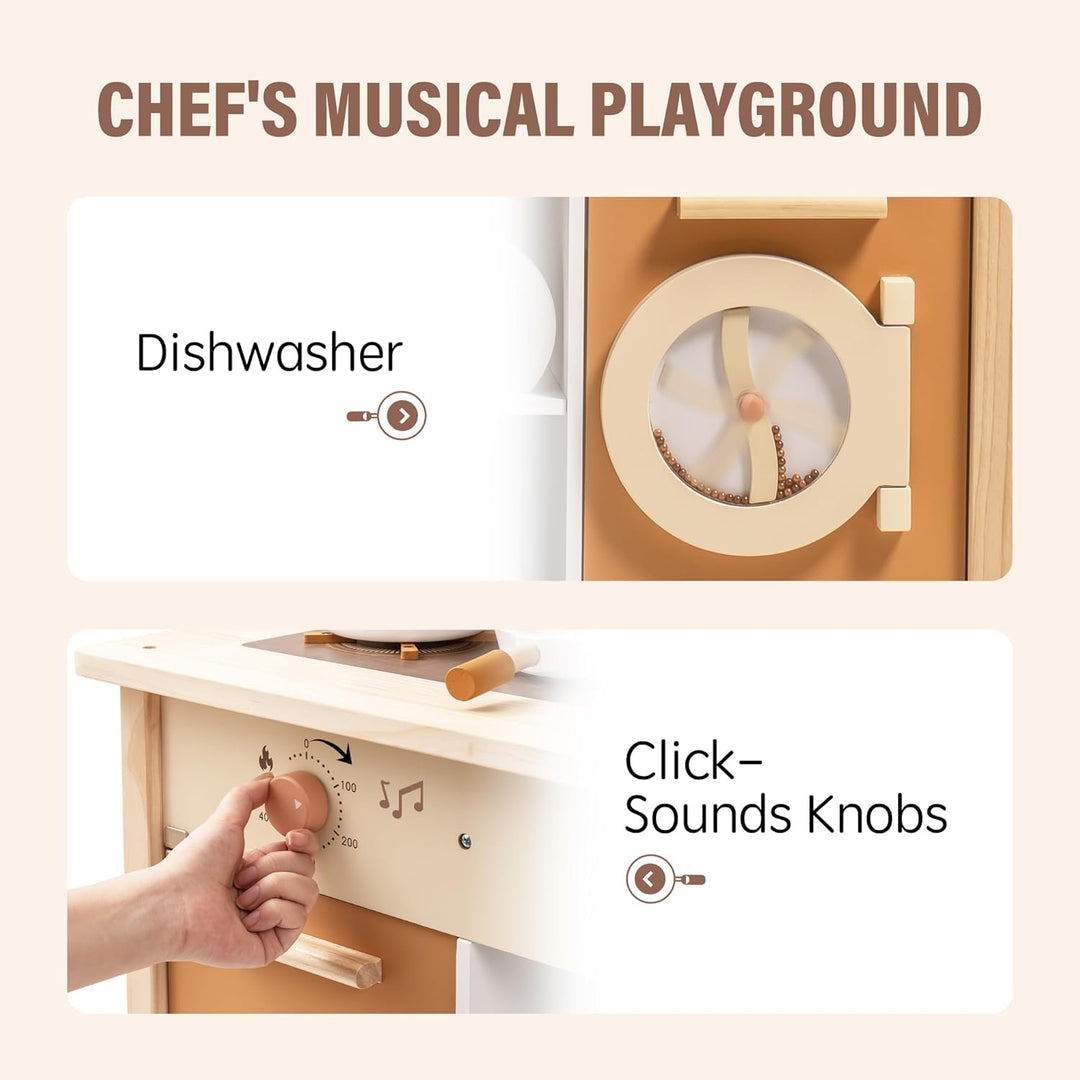 ROBOTIME Juego de cocina de madera, juego de cocina para niños con...