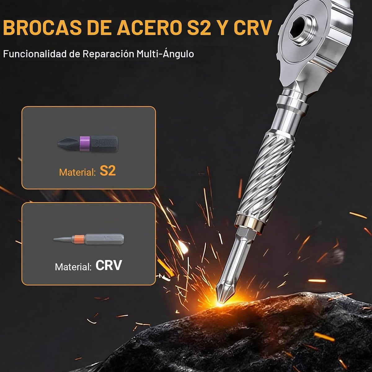AceMining Juego de destornilladores de trinquete magnético 100 en 1, brocas