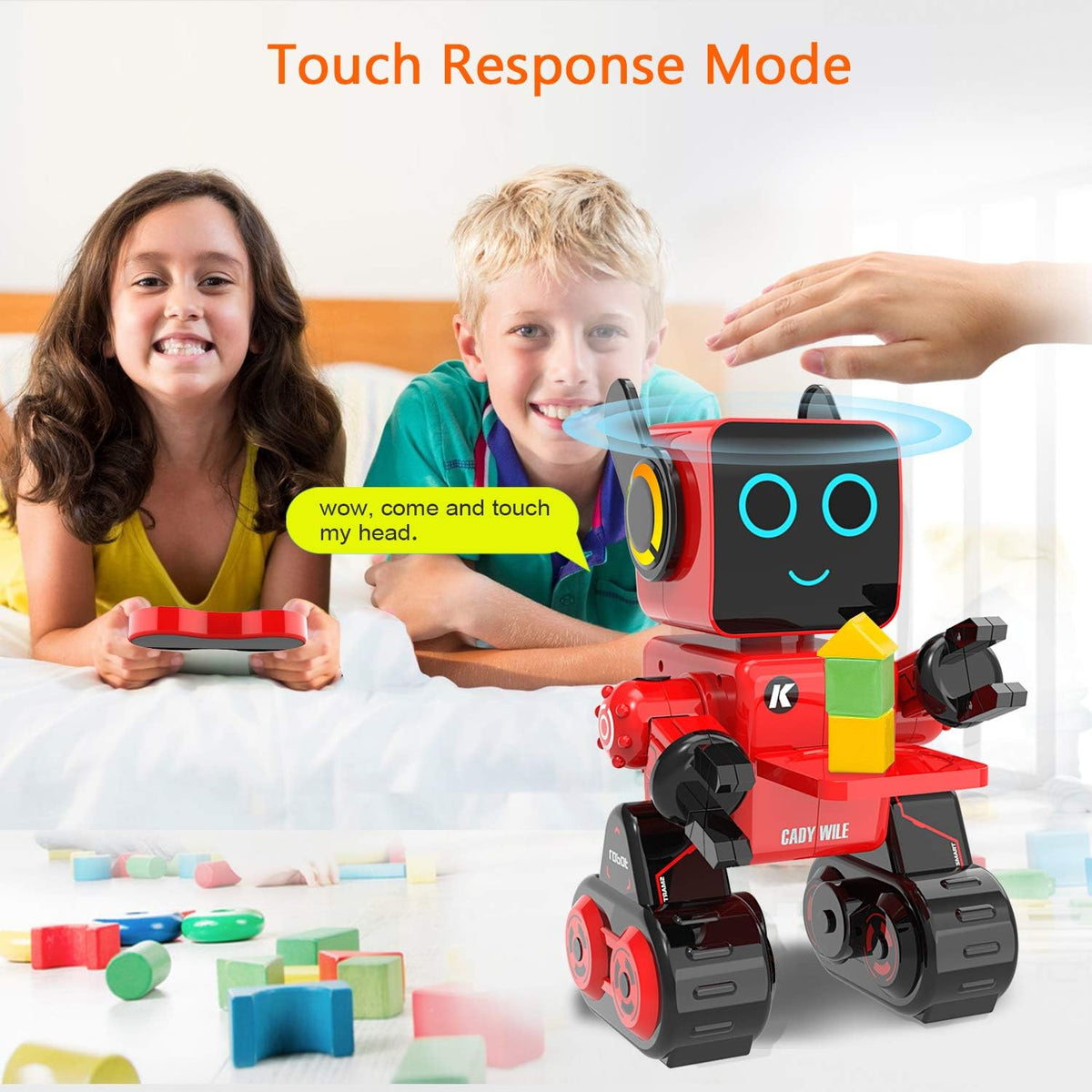 okk Robot de juguete para niños, kit de robot inteligente a control remoto con robótica de control táctil y de sonido, robots inteligentes programables inteligentes con caminar, bailar, cantar, hablar, transferir artículos para niños y niñas (rojo)