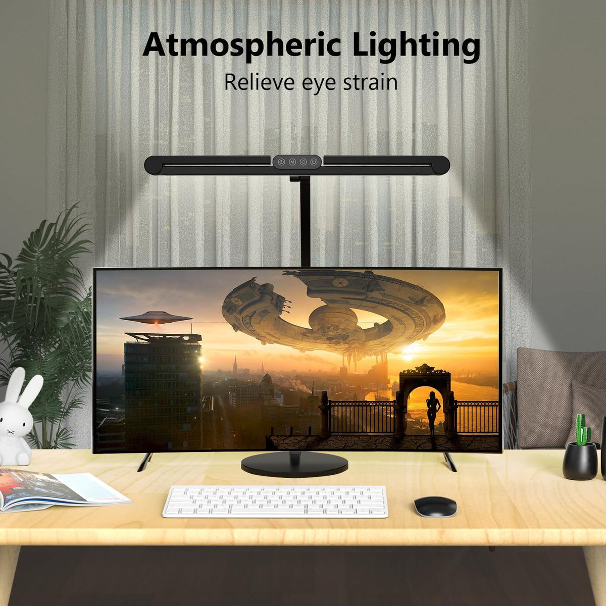 Lámpara lámpara de escritorio de arquitecto con iluminación atmosférica, lámpara de escritorio LED ajustable para el hogar y la oficina con base, lámpara de mesa de 24W con atenuación automática