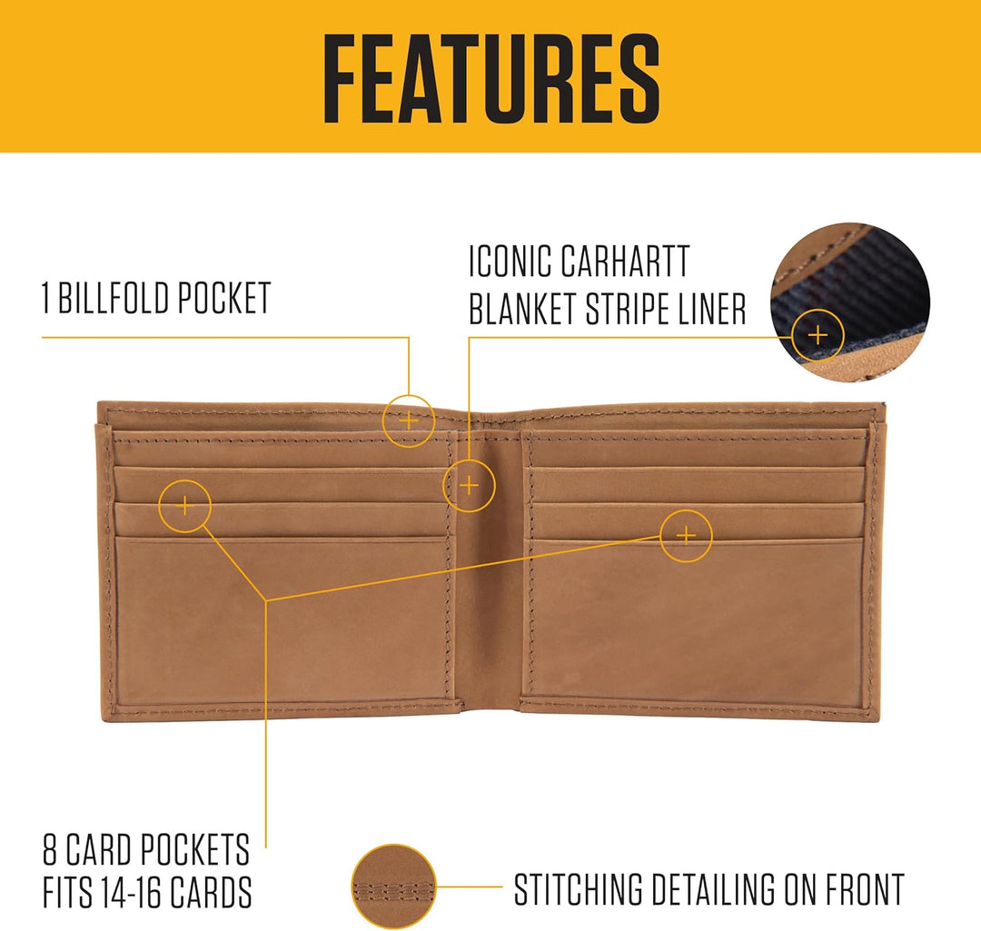 Carhartt Carteras de Cuero de Grano Completo para Hombre, Bloqueo R...