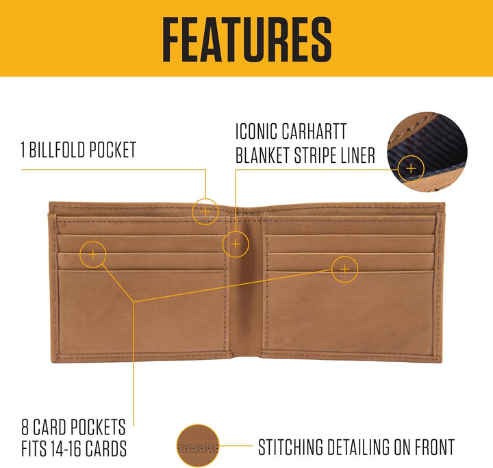 Carhartt Carteras de Cuero de Grano Completo para Hombre, Bloqueo R...