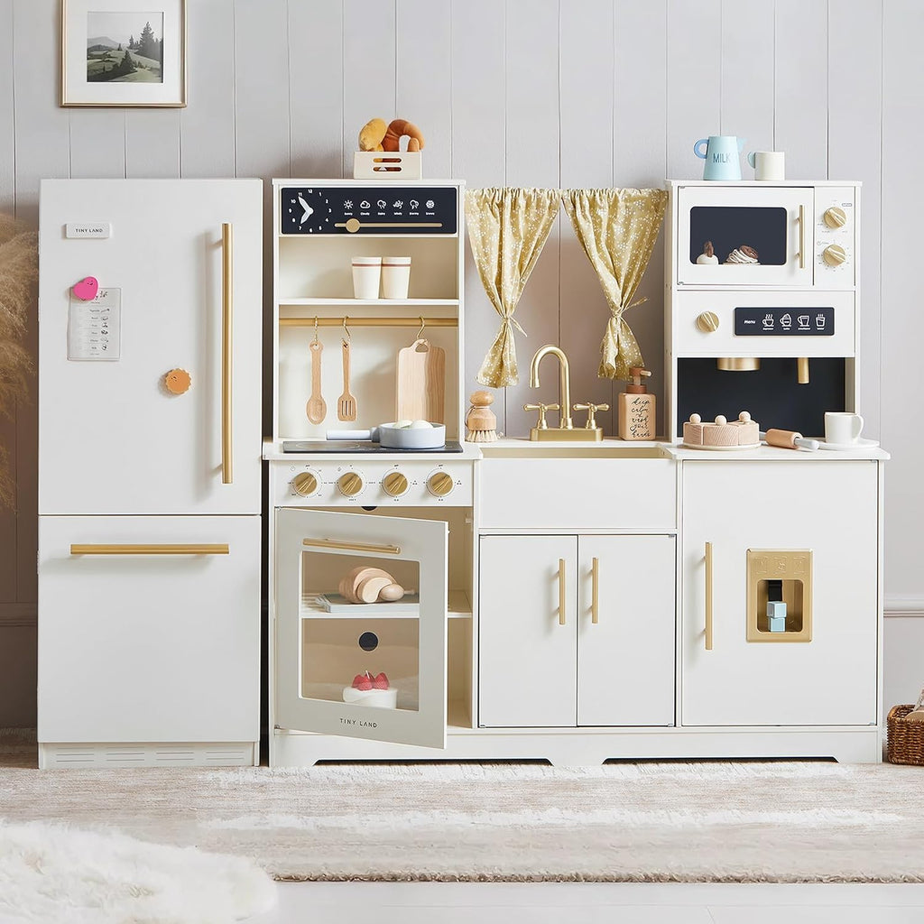 Tiny Land - Nevera de juguete de madera para niños con amplio almacenamiento