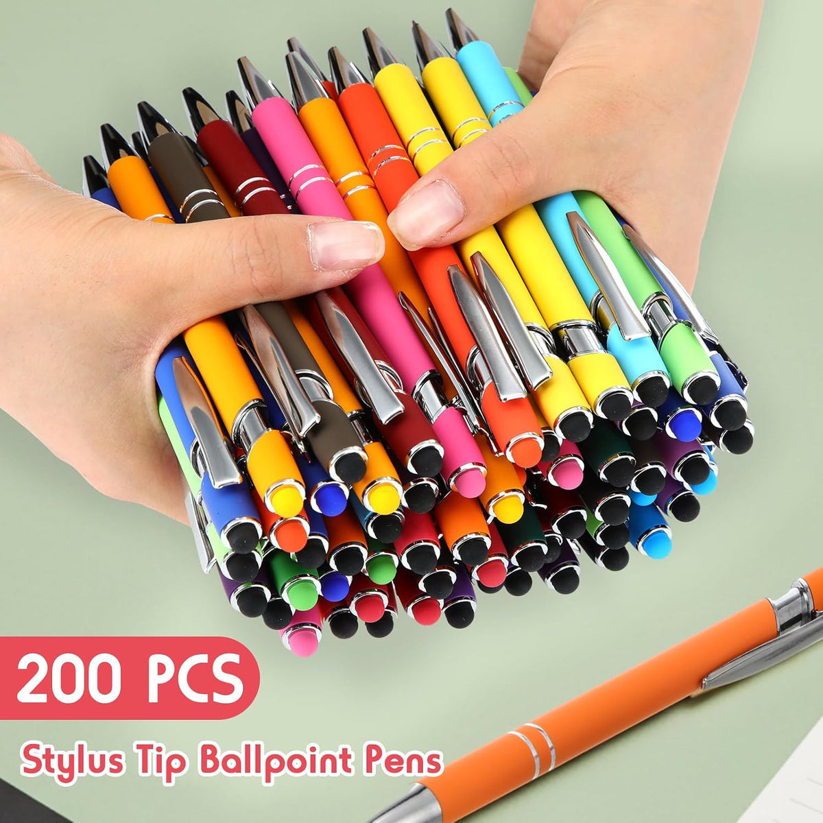 Yeaqee 200 Piezas Bolígrafos a granel con Punta táctil, Clic, Colores surtidos