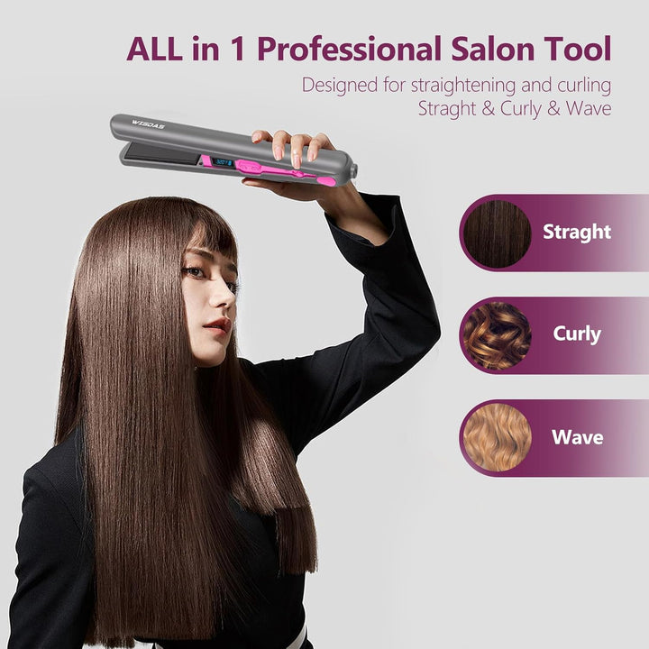 WISDAS Plancha inalámbrica para el cabello y rizadores, placa de ce...