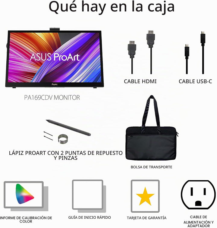 ASUS ProArt PA169CDV Monitor portátil con pantalla WACOM 4K USB-C d...