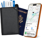 Apple MFi - Soporte para pasaporte rastreable para viajes (solo iOS) funciona con Apple Find My, funda recargable para pasaporte Air de 3 años de duración de la batería, cartera de viaje