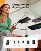 Coowisty Cargador portátil con enchufe de pared, banco de energía U...