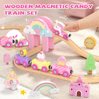 Juego de tren de madera para niños pequeños, regalos de cumpleaños de