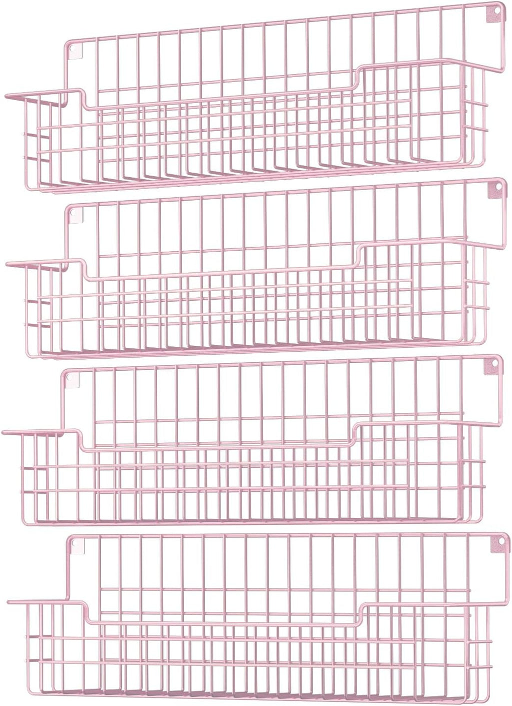 Estante para especias, paquete de 4 organizadores de condimentos montado en la pared para organización de almacenamiento de cocina, estante de metal para especias para gabinete, despensa, rosa