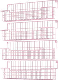 Estante para especias, paquete de 4 organizadores de condimentos montado en la pared para organización de almacenamiento de cocina, estante de metal para especias para gabinete, despensa, rosa