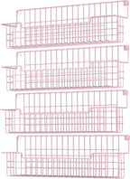 Estante para especias, paquete de 4 organizadores de condimentos montado en la pared para organización de almacenamiento de cocina, estante de metal para especias para gabinete, despensa, rosa