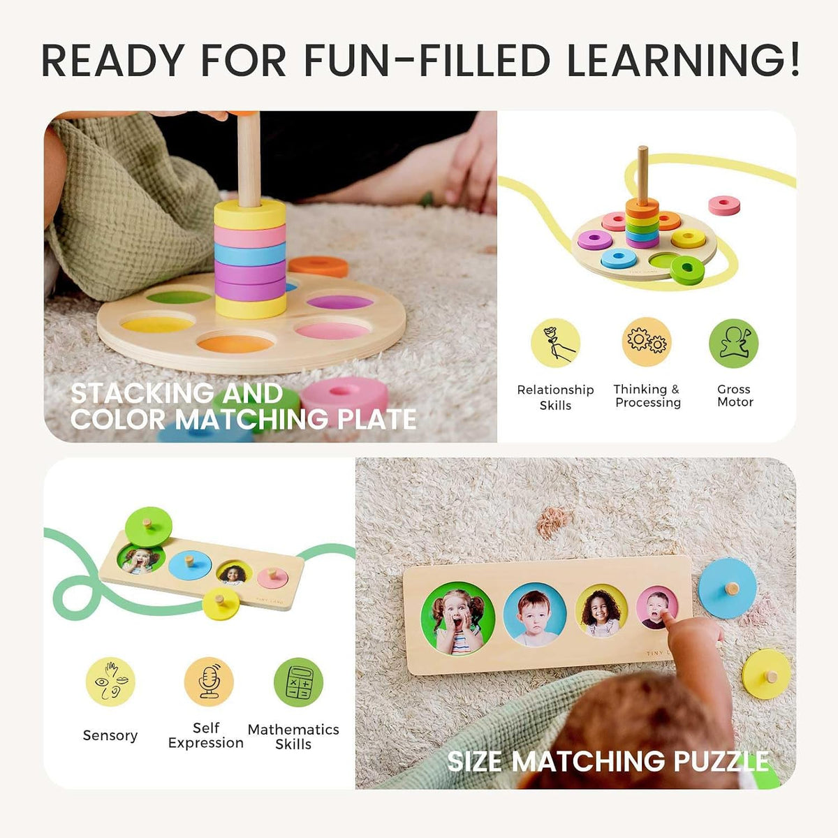 Tiny Land Montessori - Juego de juguetes para bebés de 13 a 15 meses, 7 en
