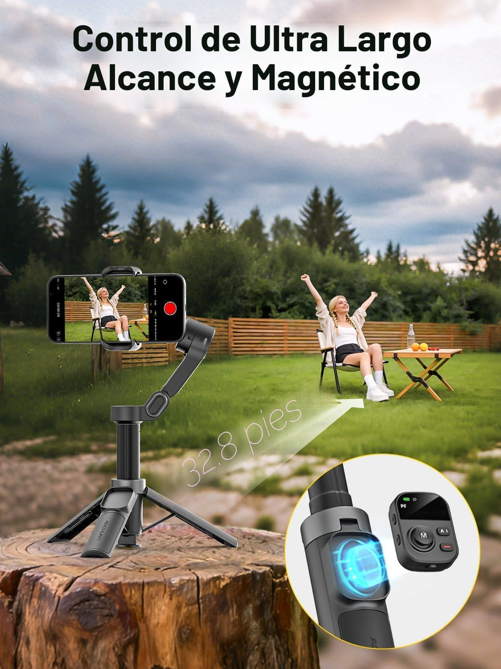 AOCHUAN Smart X3 360 ° Pan Rotación Gimbal Estabilizador para iPhone w