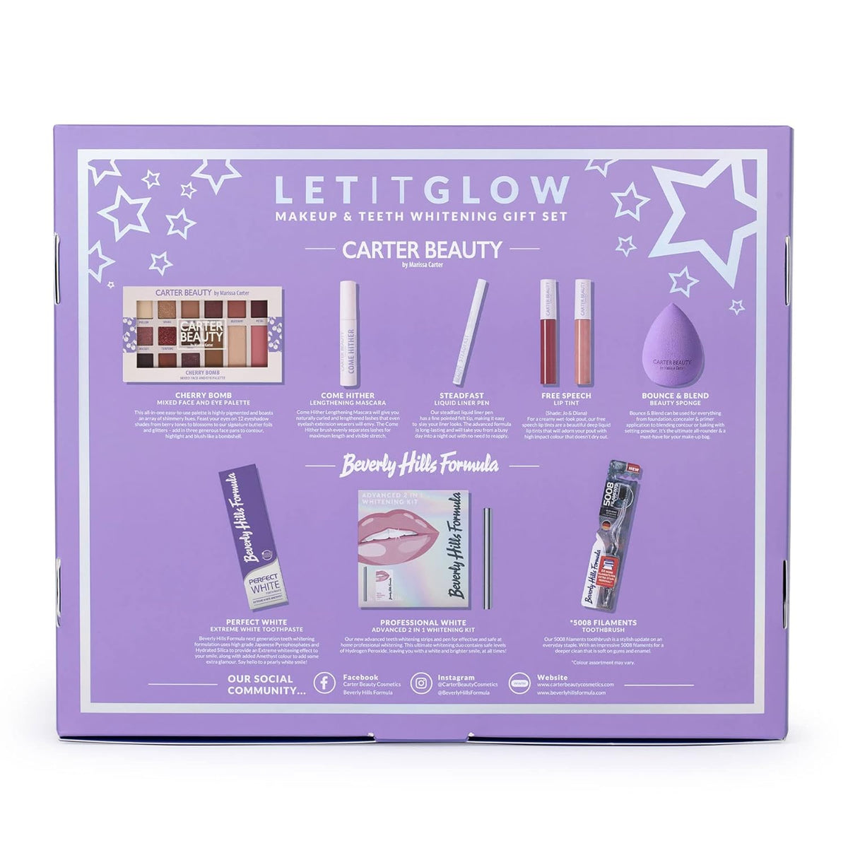 Carter Beauty Let It Glow - Juego de maquillaje y blanqueamiento de...
