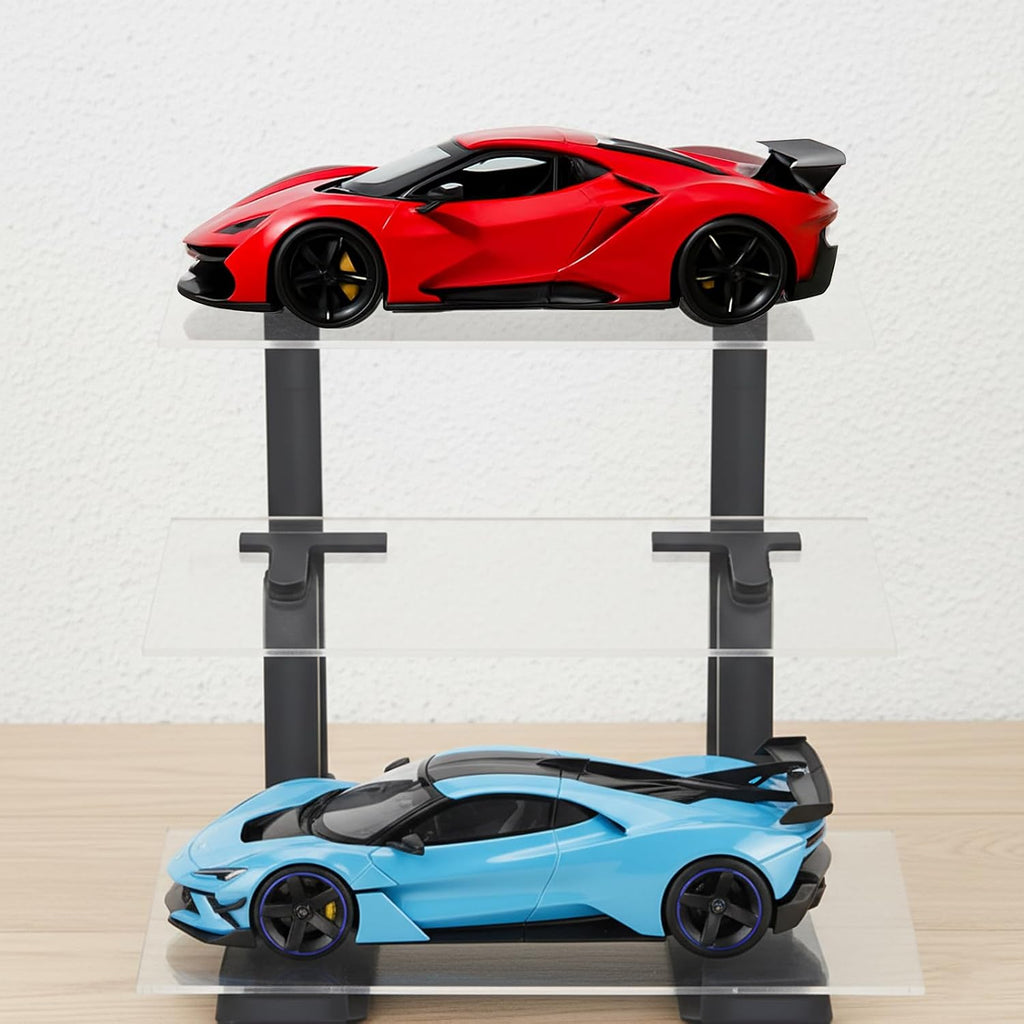 Soporte de exhibición de modelos de automóvil de 3 niveles, vitrina en ángulo para modelos de fundición a presión a escala 1/24, organizador de mesa para 3 modelos, regalo ideal para
