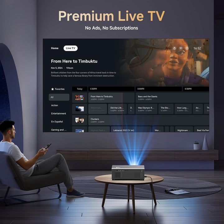 Proyector 4K con aplicaciones integradas, enfoque automático de 150...