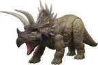 Mattel Jurassic World Wild Roar Triceratops - Figura de acción de dinosaurio, sonidos de rugido, ataque y luces, código de escaneo para juego digital