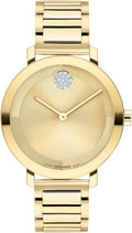 Movado Bold Reloj para mujer bañado en oro con cristales - Movimiento de cuarzo suizo, resistencia al agua de 3 ATM pieza de lujo - Regalo para ella - 34mm