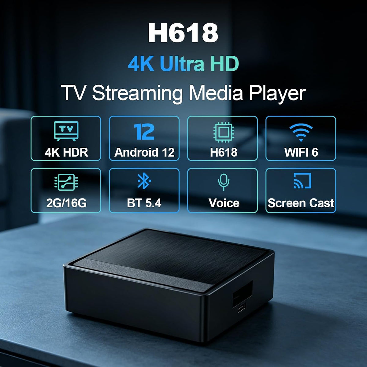 Android TV Box 2026 H618 4K Ultra HD Dispositivo de transmisión para TV