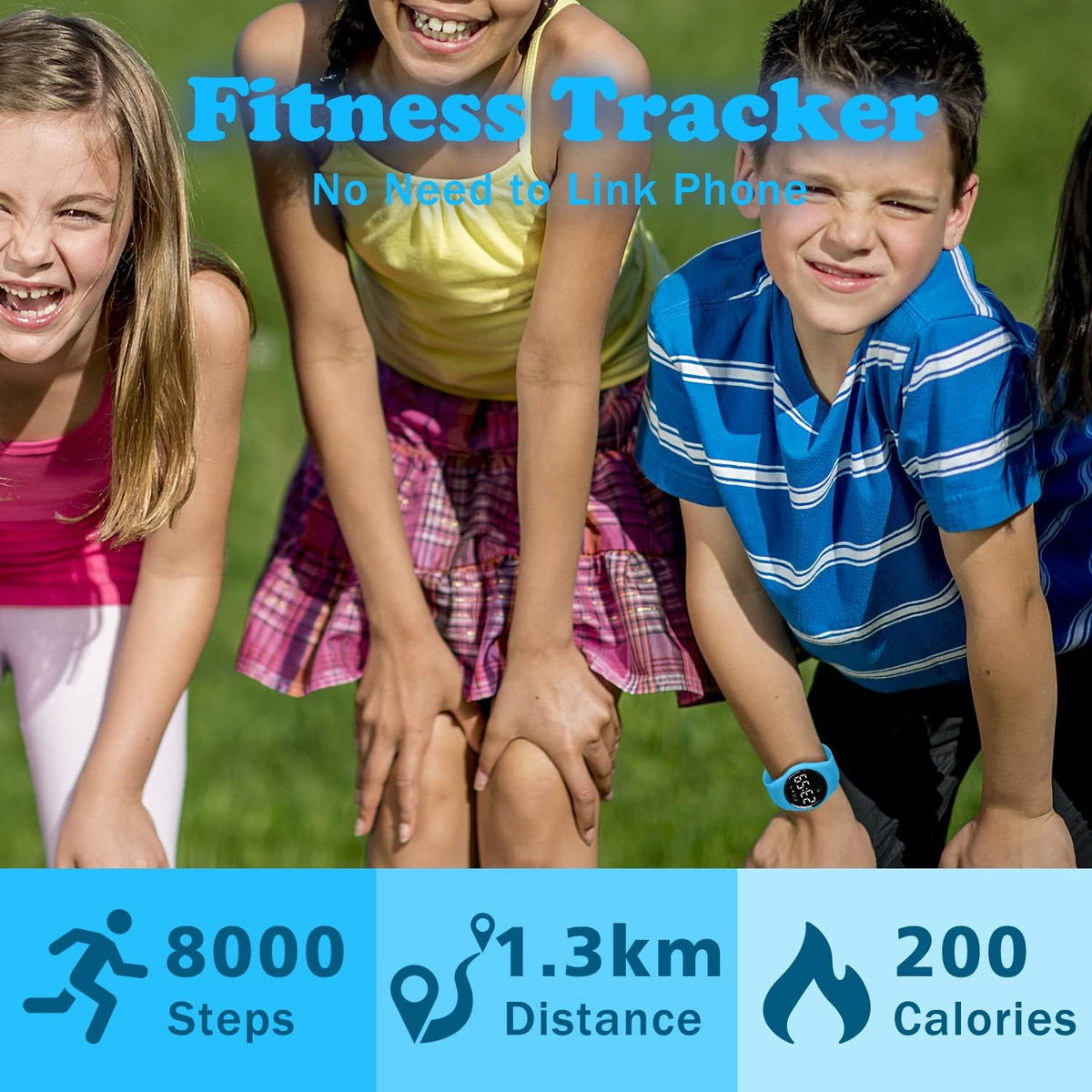 Relojes para niños y niñas, reloj deportivo digital con contador de pasos, podómetro, alarma de vibración, sin aplicación, impermeable, rastreador de fitness, reloj para niños, niñas, adolescentes