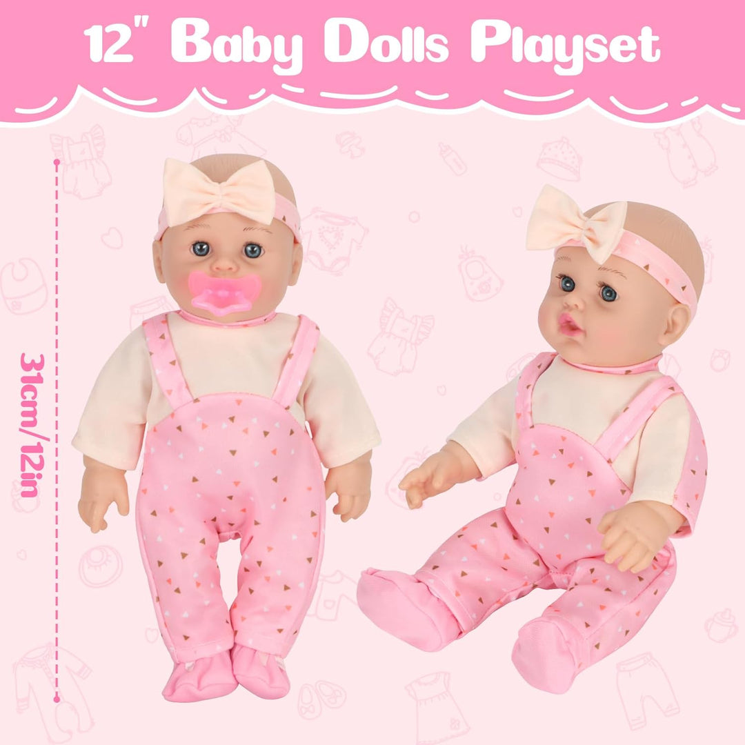 Mastom Set de Juguetes de Muñeca de Bebé de 12 Pulgadas con 4 Traje...