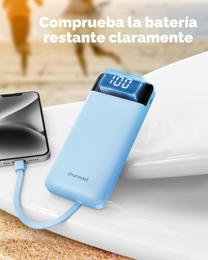 Cargador portátil Charmast con cables incorporados, banco de energí...