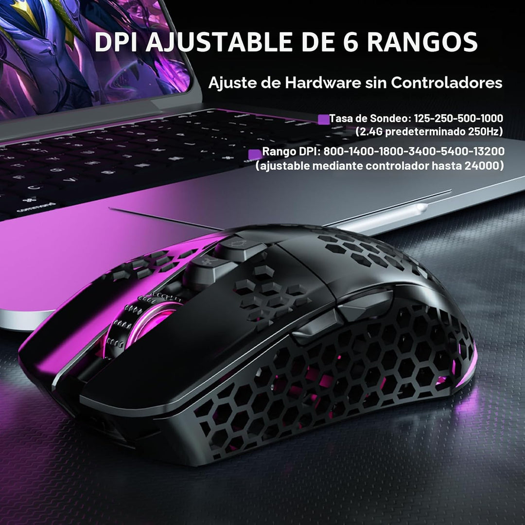 SOLAKAKA SM600 - Ratón para juegos con carcasa de nido de abejas, i...