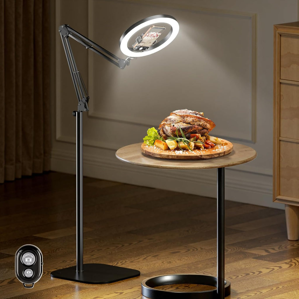 LUXSURE Trípode para iPhone con Luz, soporte panorámico de 71" para teléfono con soporte para teléfono, Anillo de luz ajustable con soporte y trípode para iPhone para grabación de video, Cocina, Pintura, TikTok, YouTube