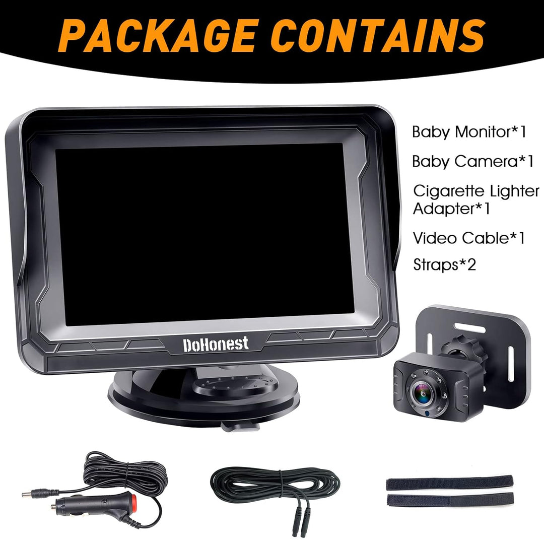 DoHonest Cámara de Coche para Bebé HD 1080P - Monitor para