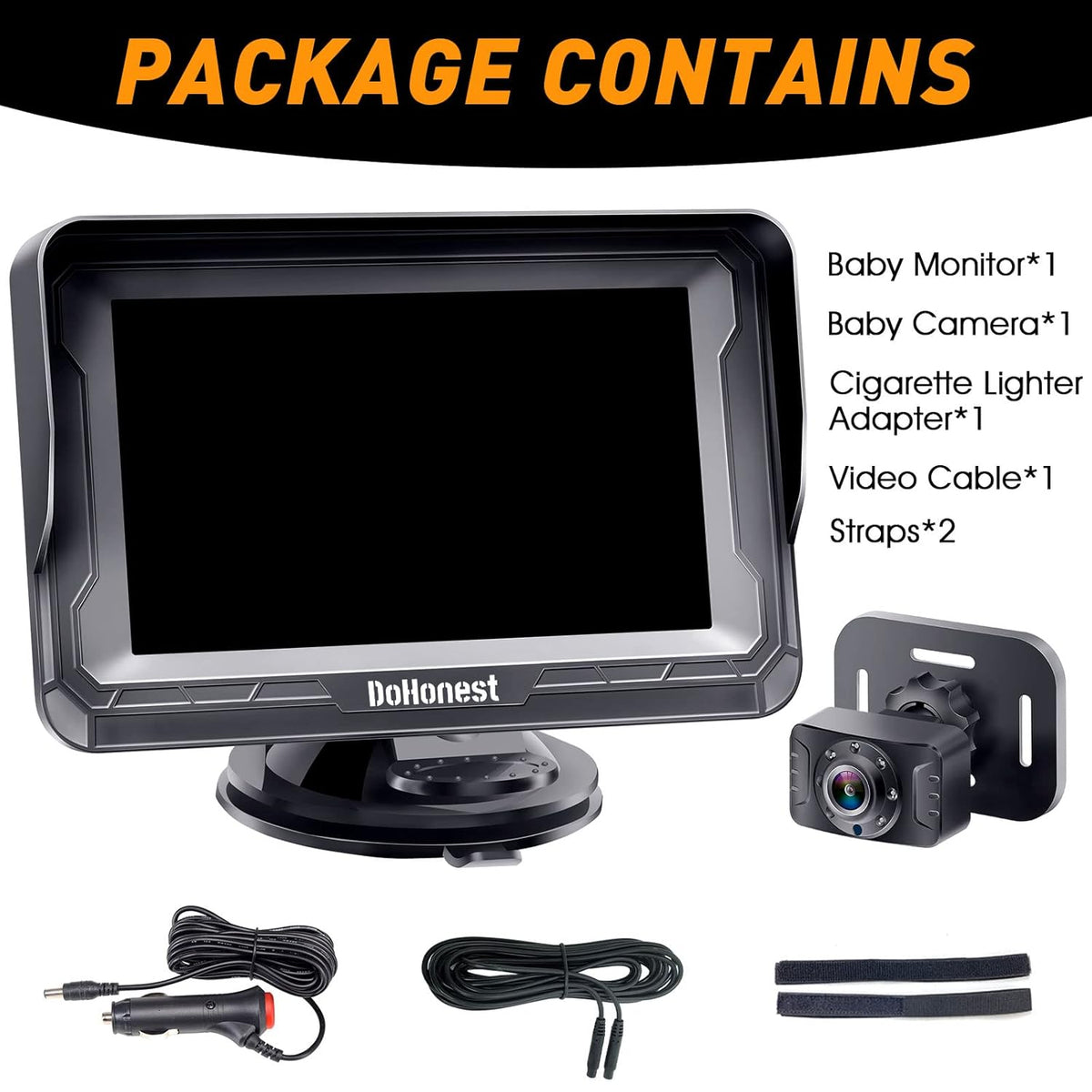 DoHonest Cámara de Coche para Bebé HD 1080P - Monitor para