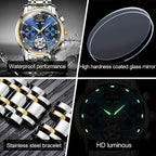 OLEVS Reloj automático para hombres, de cuerda automática, acero inoxidable, reloj para hombres