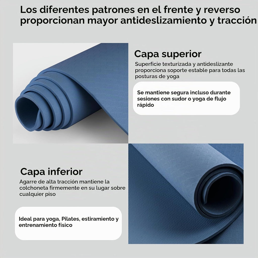 Tapete de yoga extra ancho de 72 x 32 pulgadas, tapete de ejercicio antideslizante de TPE para entrenamiento en casa, tapete de yoga grande de alta densidad de 0.236 pulgadas para hombres y