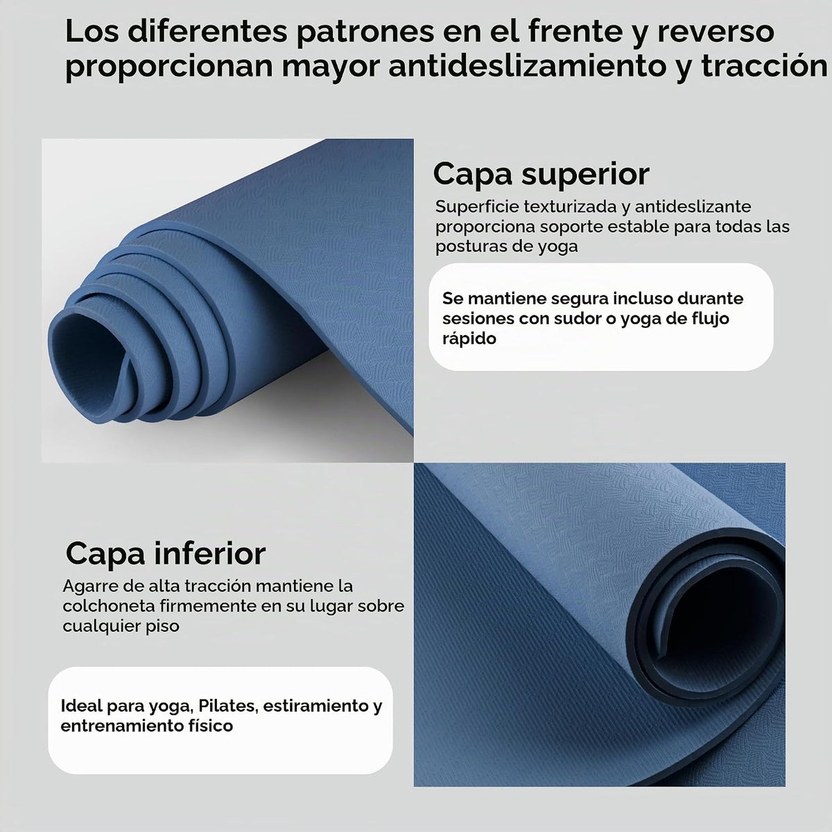 Tapete de yoga extra ancho de 72 x 32 pulgadas, tapete de ejercicio antideslizante de TPE para entrenamiento en casa, tapete de yoga grande de alta densidad de 0.236 pulgadas para hombres y