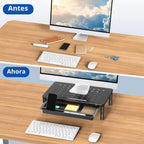 Zimilar Paquete de 2 soportes elevadores para monitor con cajón, 3 alturas