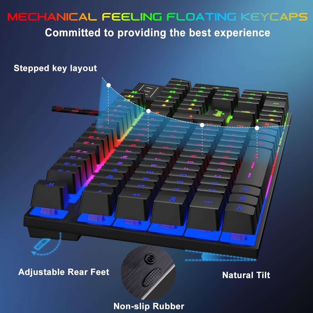 BlueFinger Combo de teclado RGB para juegos y mouse