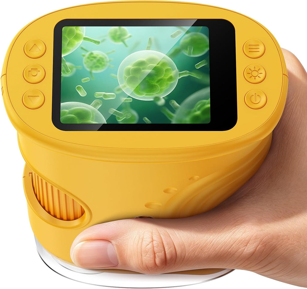 Microscopio de mano digital 1000X con pantalla IPS de 2.0 pulgadas, juguete de ciencia STEM de bolsillo recargable, regalo educativo para niñas, niños, estudiantes de 3 a 12 años