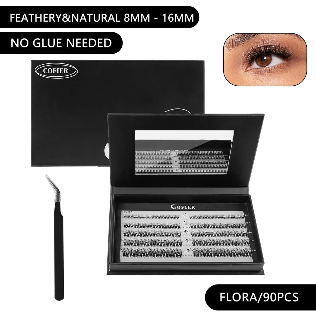 Kit de racimos de pestañas Wispy sin pegamento, 90 piezas de racimo...