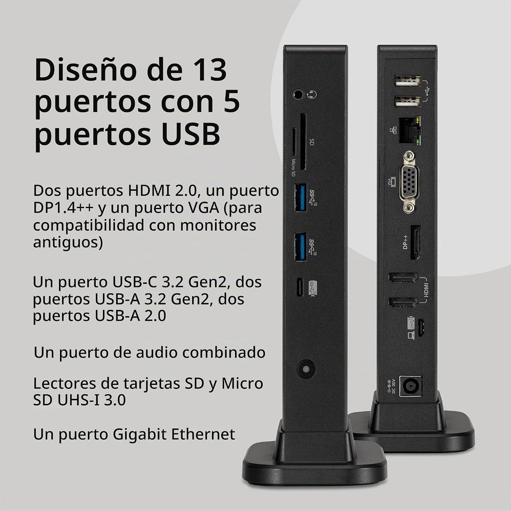 Kensington Estación de acoplamiento USB-C de triple pantalla para Dell, HP, Lenovo, Acer, ASUS, Razer, Surface - Triple video 4K, PD de 100 W (K37060NA)