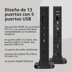 Kensington Estación de acoplamiento USB-C de triple pantalla para Dell, HP, Lenovo, Acer, ASUS, Razer, Surface - Triple video 4K, PD de 100 W (K37060NA)