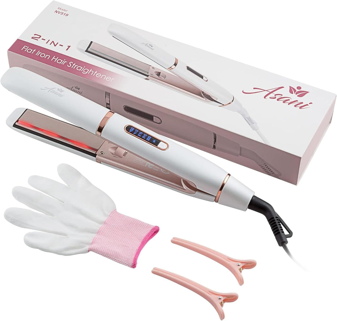 Asani Plancha plana 2 en 1 para alisar y rizar el cabello, tecnolog...