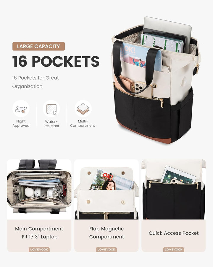 LOVEVOOK Mochila para laptop para mujer, mochila de trabajo convert...