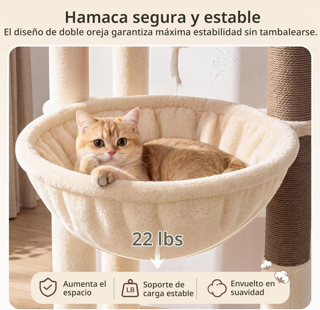 Globlazer Cat Tree Tower 2 Condo Kitten Scratching Post, F54, Beige