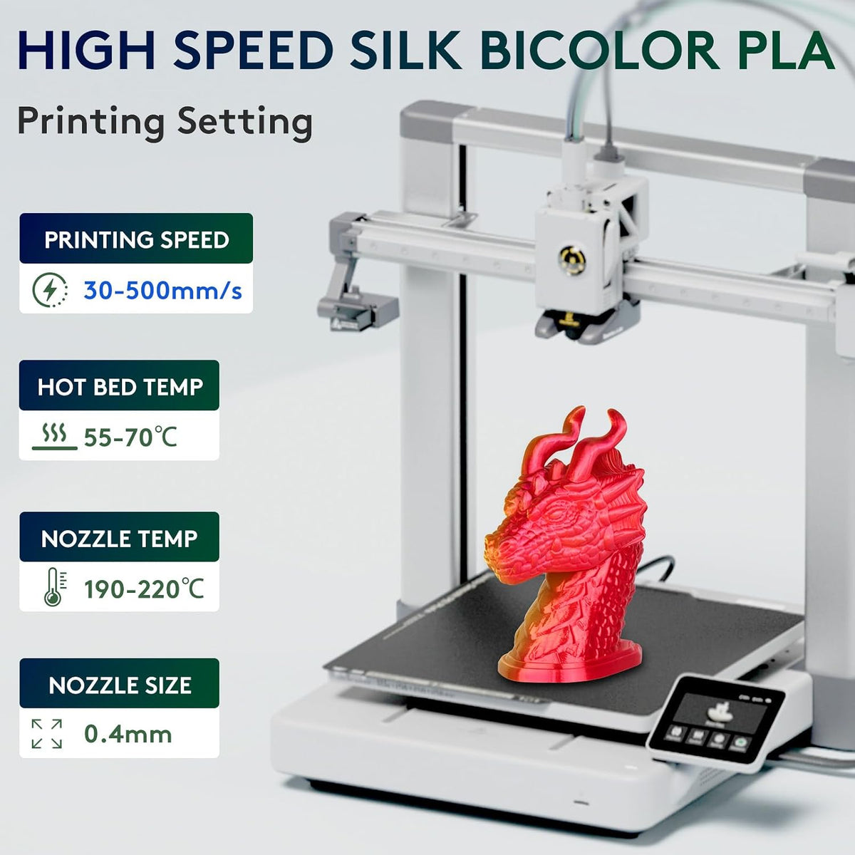ERYONE Filamento de ácido poliláctico (PLA) de seda bicolor para im...